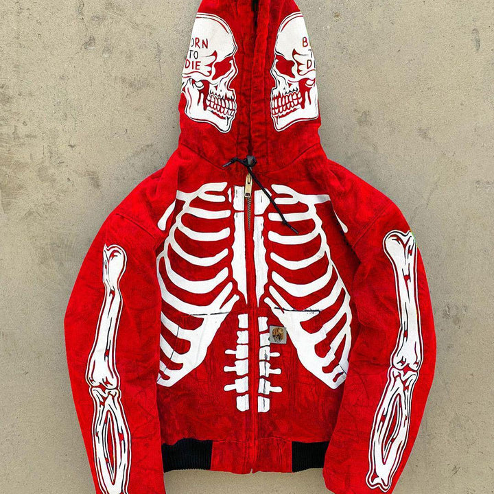 Men's Skeleton Hoodie Custom Full Face Zip