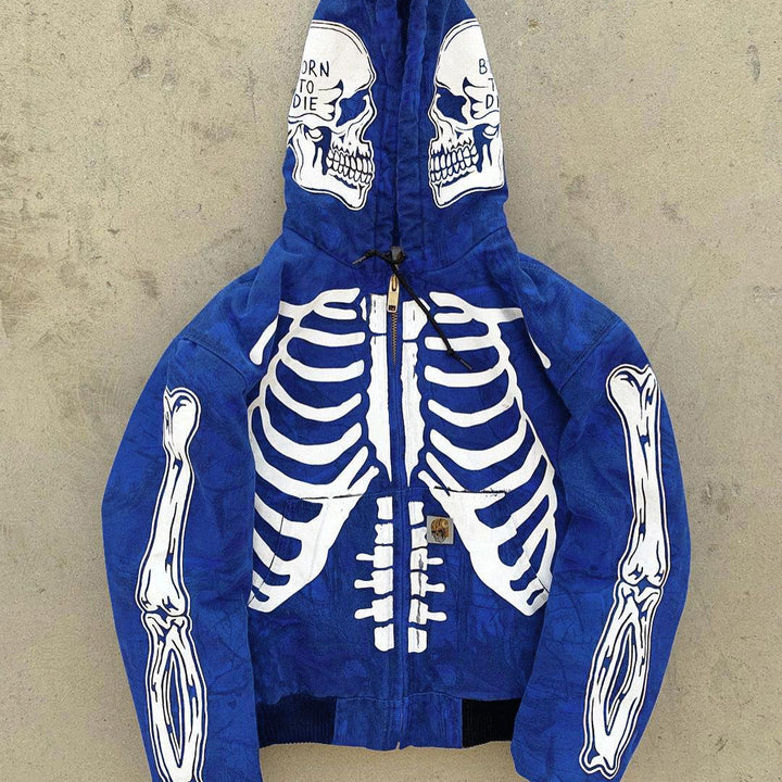 Men's Skeleton Hoodie Custom Full Face Zip