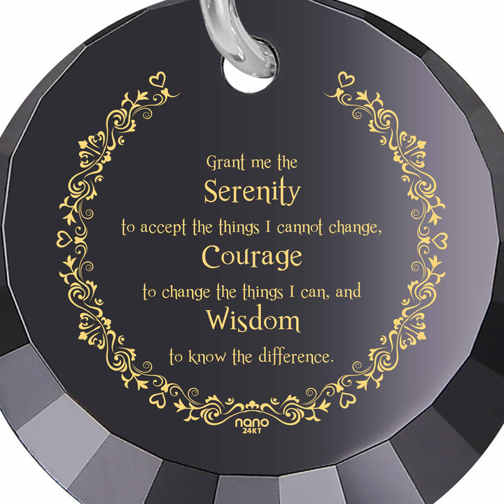 Serenity Prayer Necklace Inspirational Pendant Inscribed in 24k Gold